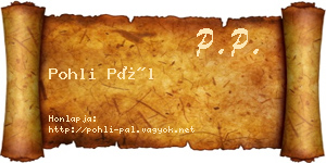 Pohli Pál névjegykártya
